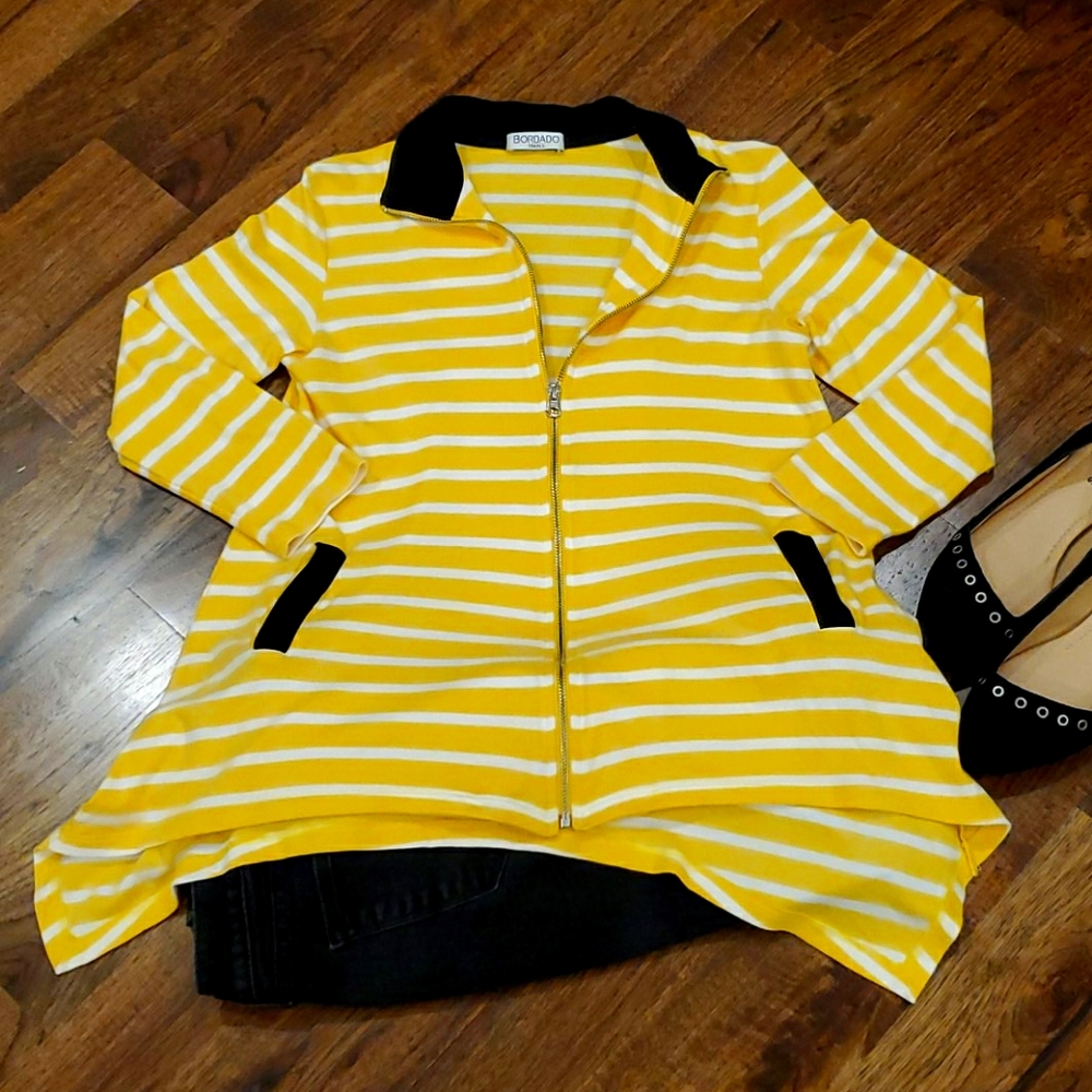 Womens Bordado striped full zip top size S